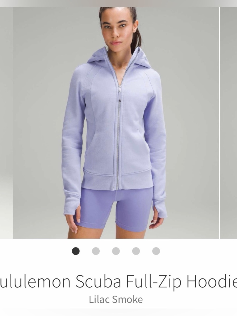 LULULEMON Scuba Full-Zip Lilac Smoke - Size 10